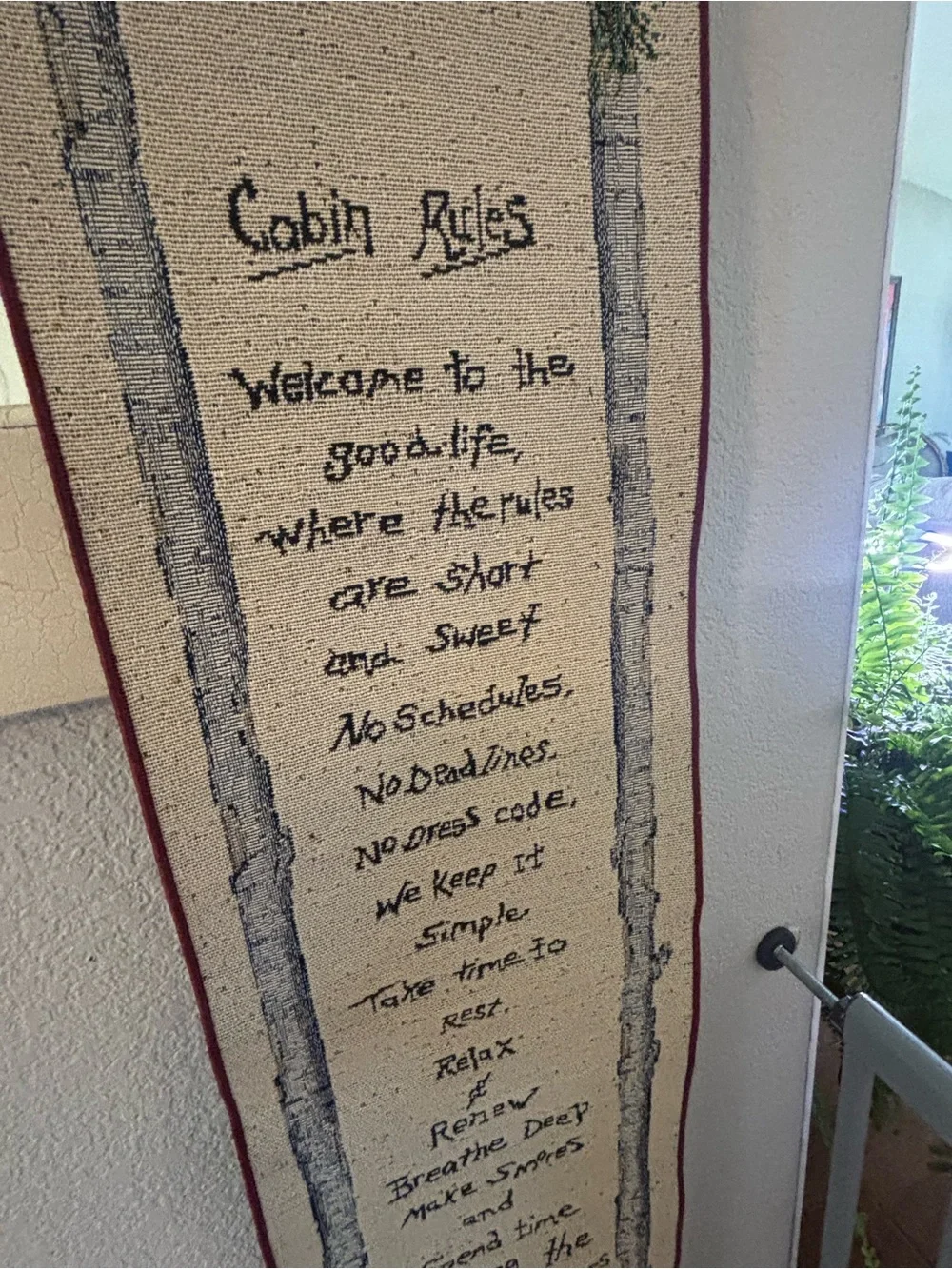 Beige Cabin Rules Tapestry Wall Hanging - Home Wall Decor